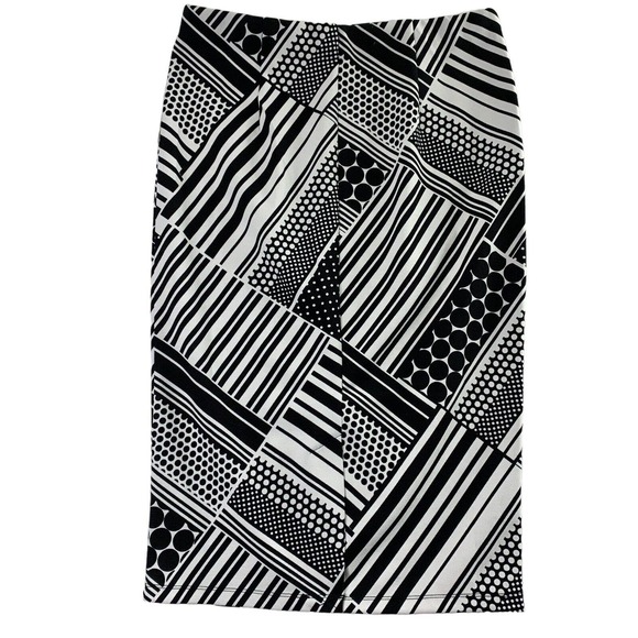 Jemma Geo Print Skirt Womens Small Straight Pull On Knit Black White NWT Midi - Picture 2 of 6